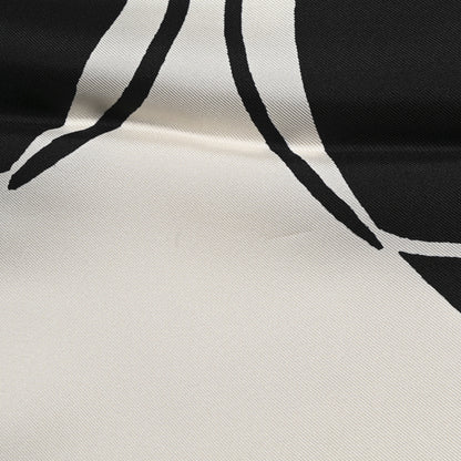 Chanel Silk CC Camellia Scarf Black White 5 of 5