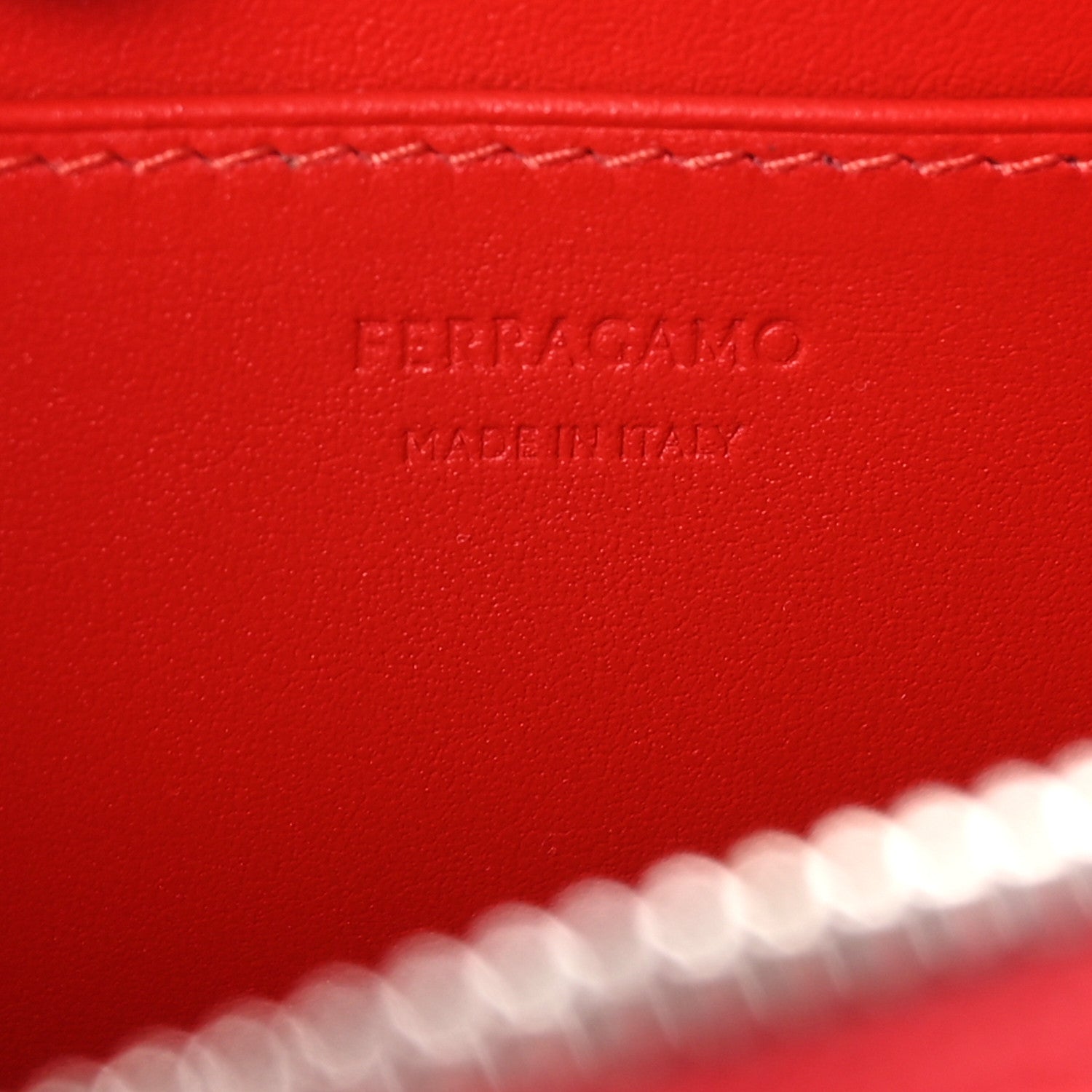 Salvatore Ferragamo Calfskin Logo Embossed Crossbody Bag Flame Red 6 of 8
