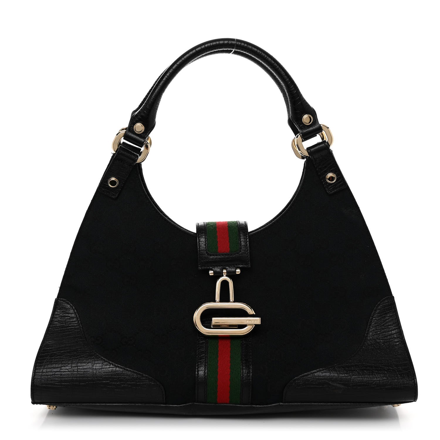 Gucci Monogram Web Junco Shoulder Bag Black 2 of 25