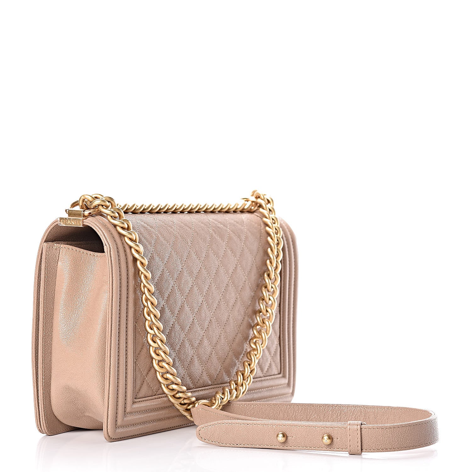 Chanel Caviar Quilted New Medium Boy Flap Dark Beige 3 of 12