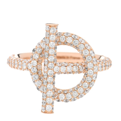 Hermes 18K Rose Gold Diamond PM Echappee Full Pave Ring 52 6 1 of 5