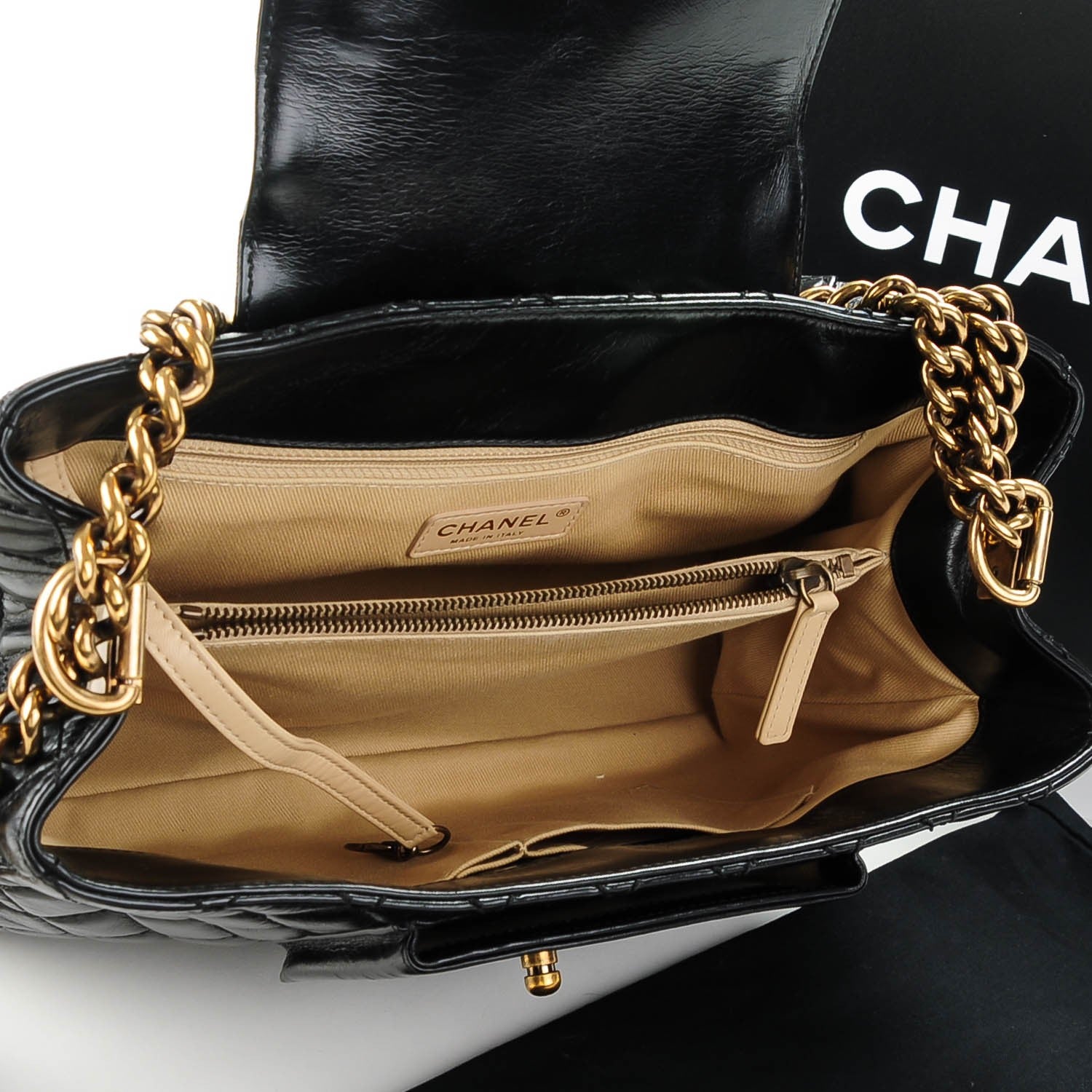 Chanel Glazed Calfskin Quilted Boy Tote Black 5 of 7