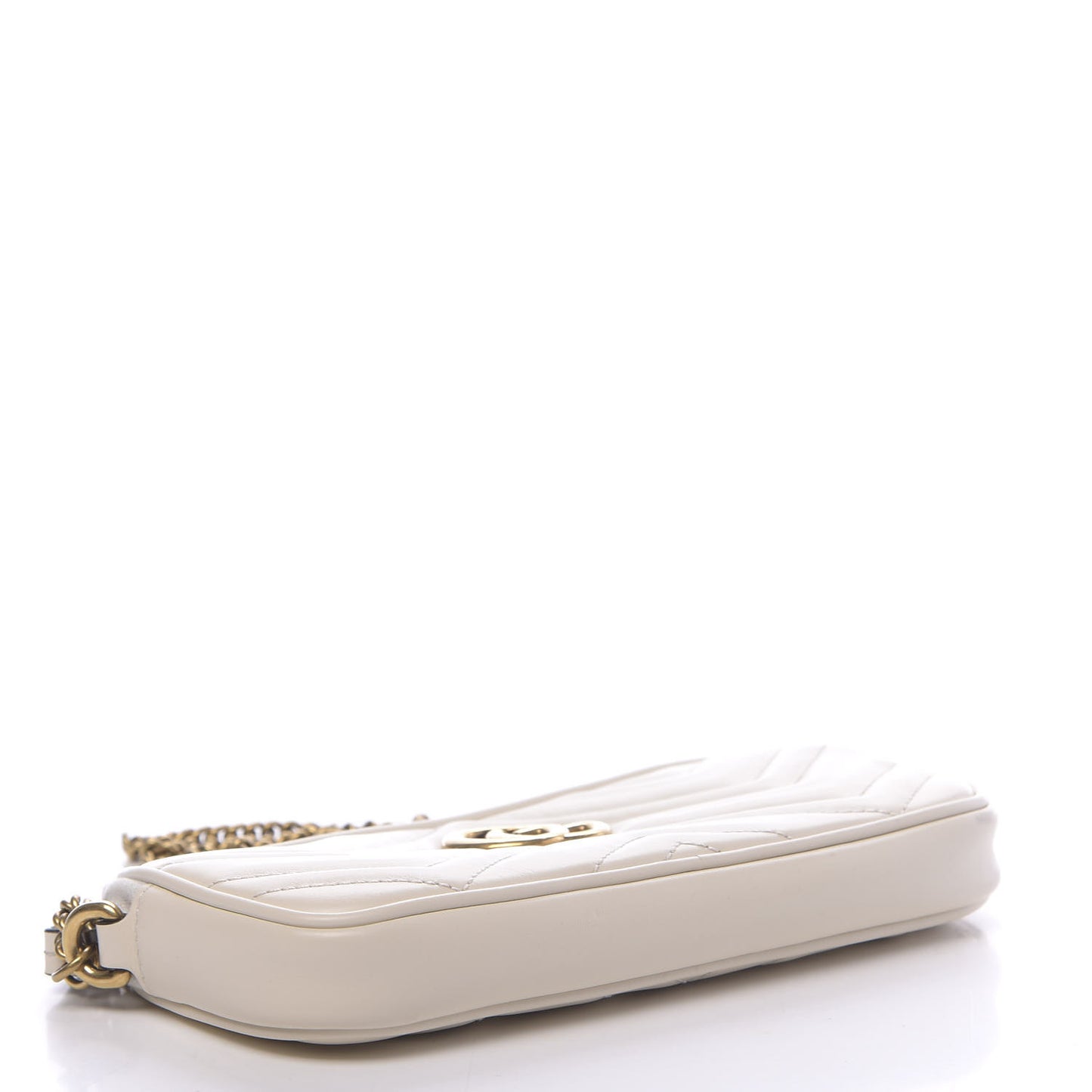 Calfskin Matelasse Mini GG Marmont Chain Crossbody Bag White