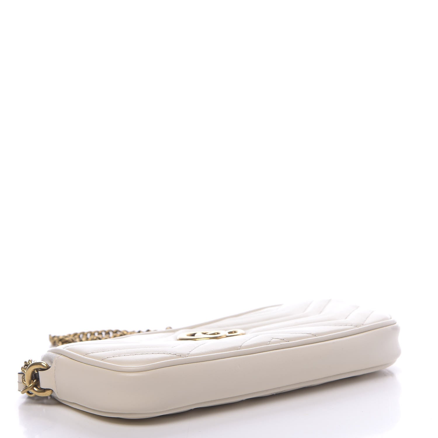 Gucci Calfskin Matelasse Mini GG Marmont Chain Crossbody Bag White 4 of 13