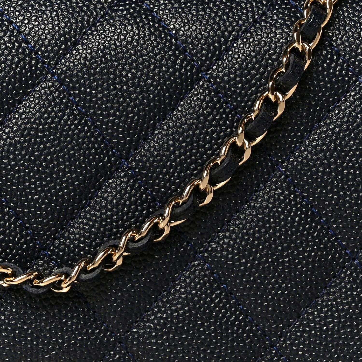 Chanel Caviar Quilted Golden Class Wallet On Chain WOC Navy 9 of 11