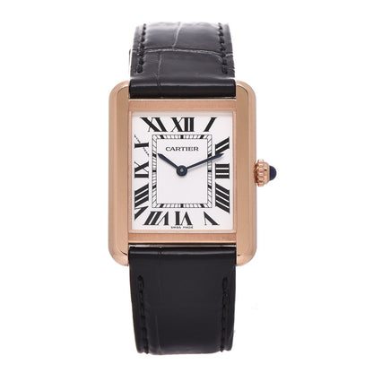 Cartier Stainless Steel 18K Pink Gold Alligator 24mm Tank Solo Quartz Watch Brown 1 of 7