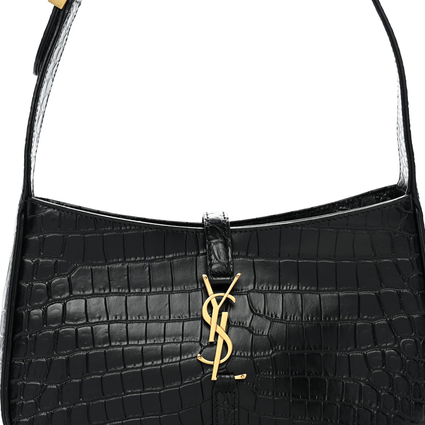 Calfskin Crocodile Embossed LE 5 A 7 Hobo Black