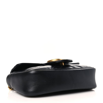 Gucci Calfskin Matelasse Super Mini GG Marmont Shoulder Bag Black 4 of 10