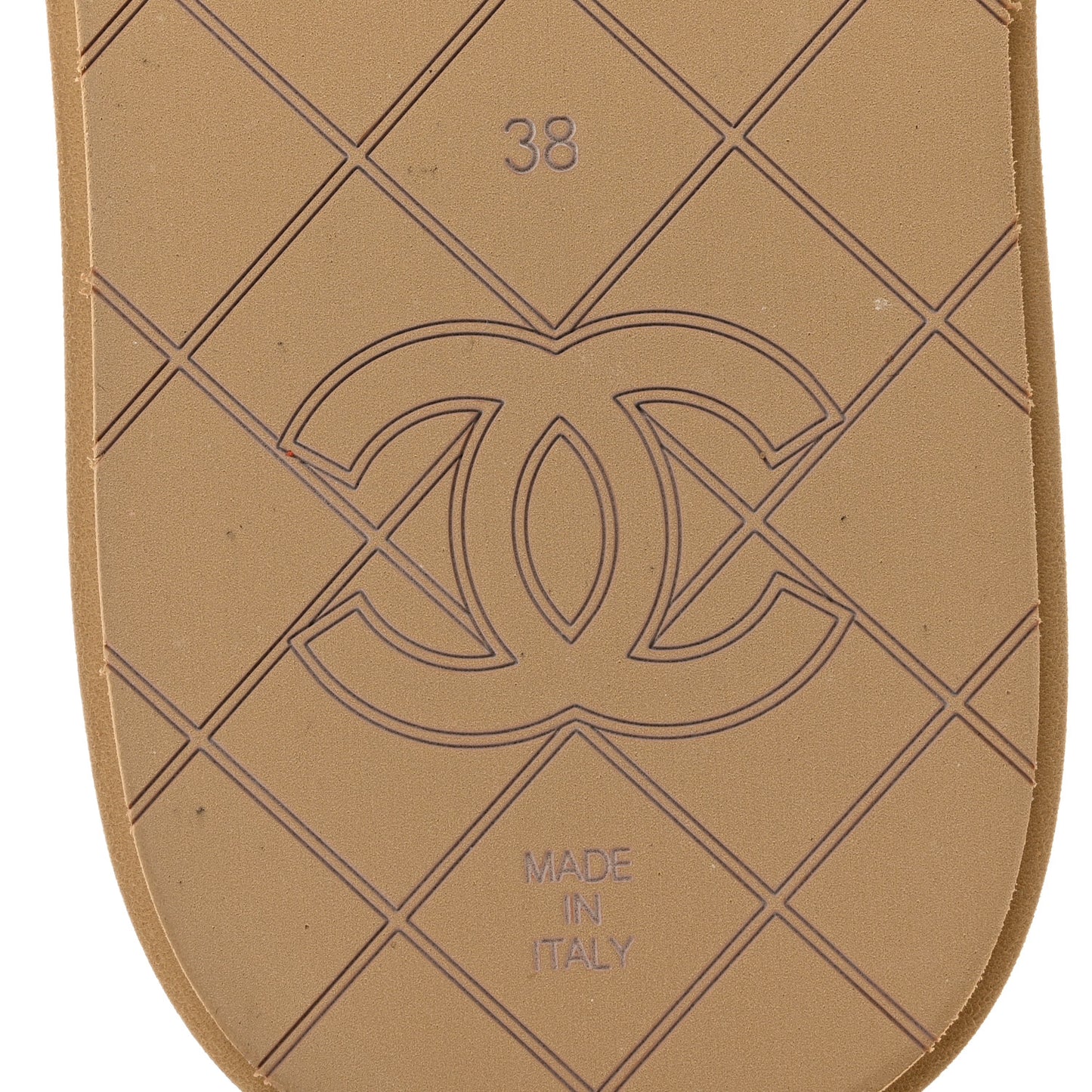Lambskin Quilted Padded Charms Thong Sandals 38 Beige
