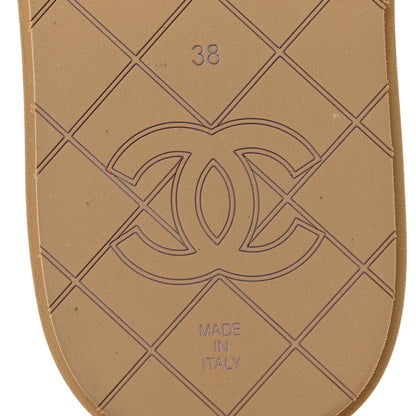 Chanel Lambskin Quilted Padded Charms Thong Sandals 38 Beige 6 of 8