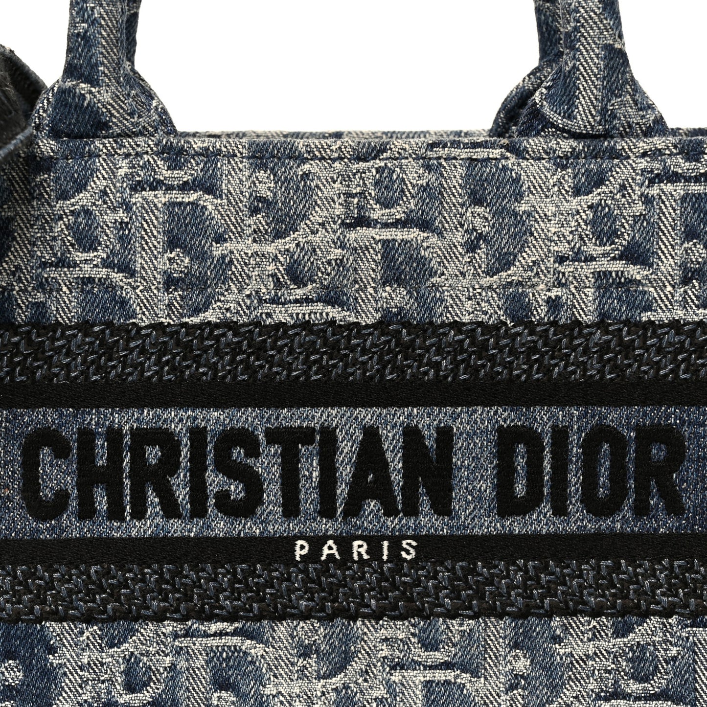 Denim Oblique Mini Book Tote With Strap Blue