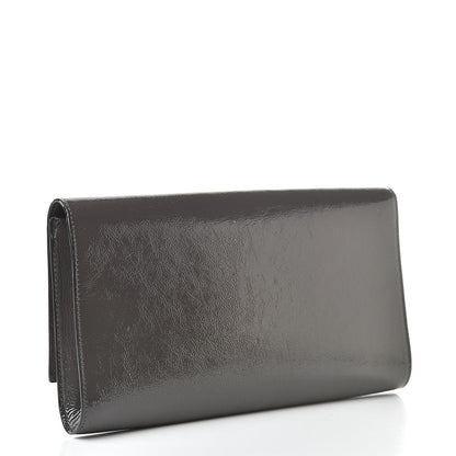 Saint Laurent Textured Patent Monogram Large Belle de Jour Clutch Grey 3 of 9