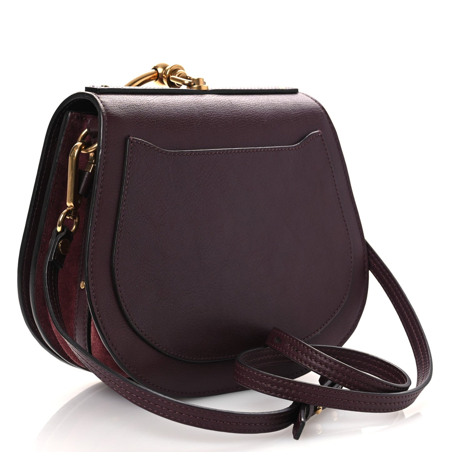 Calfskin Suede Medium Nile Bracelet Bag Sienna Red