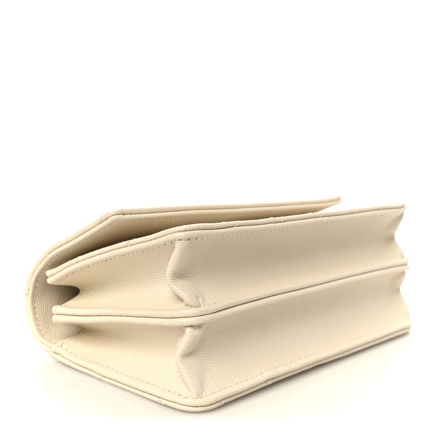 Caviar Quilted Trendy Handle Clutch With Chain Ecru
