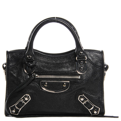 Balenciaga Chevre Silver Metallic Edge Hardware Mini City Black 1 of 15
