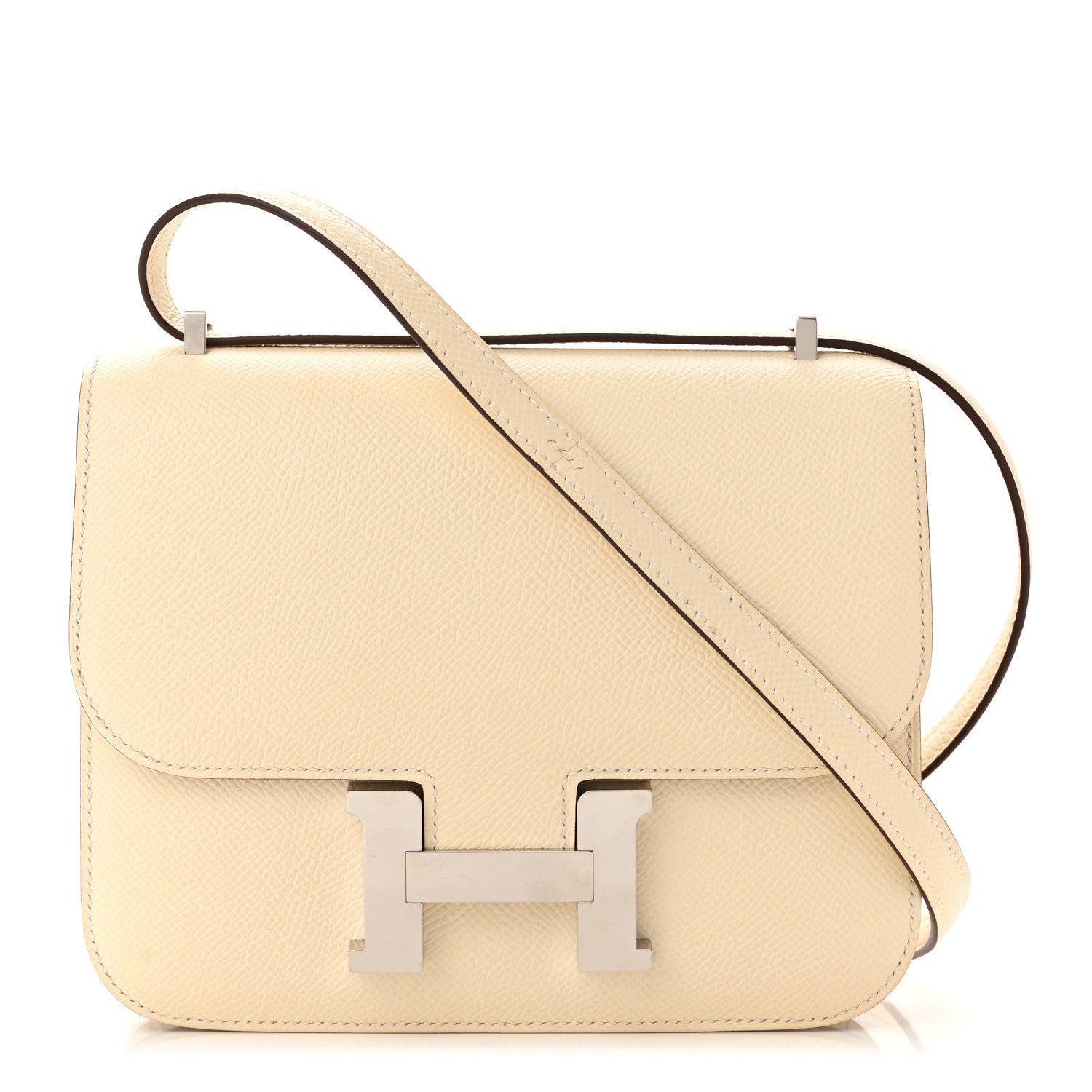 front view image of HERMES Epsom Constance 18 in the color Nata by FASHIONPHILE
