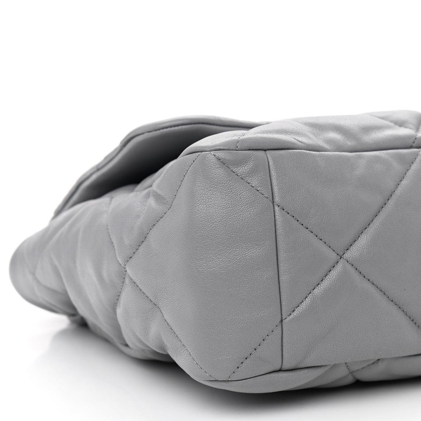 Goatskin Quilted Maxi Chanel 19 Flap Grey