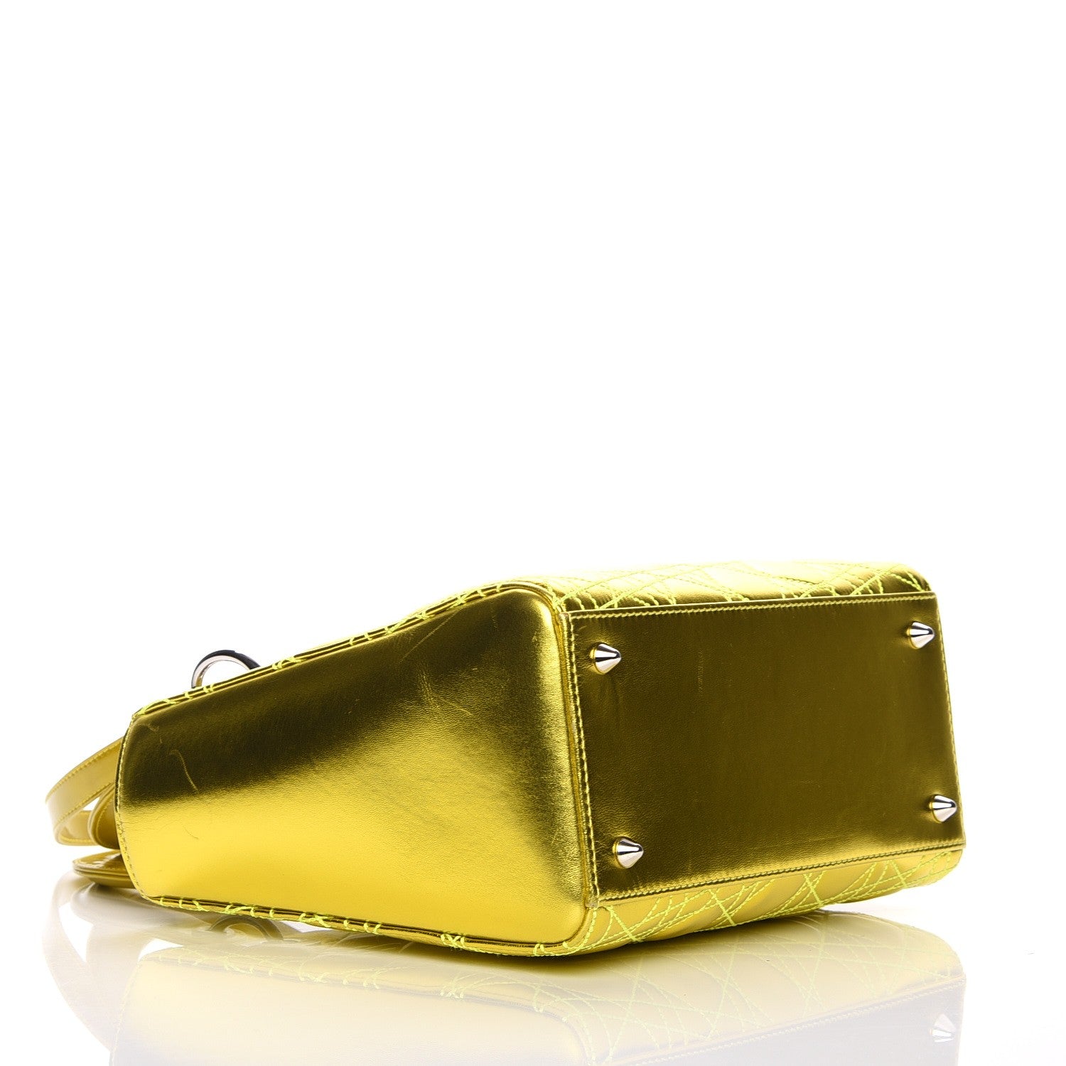 Christian Dior Metallic Lambskin Cannage Medium Anselm Reyle Lady Dior Yellow 5 of 10