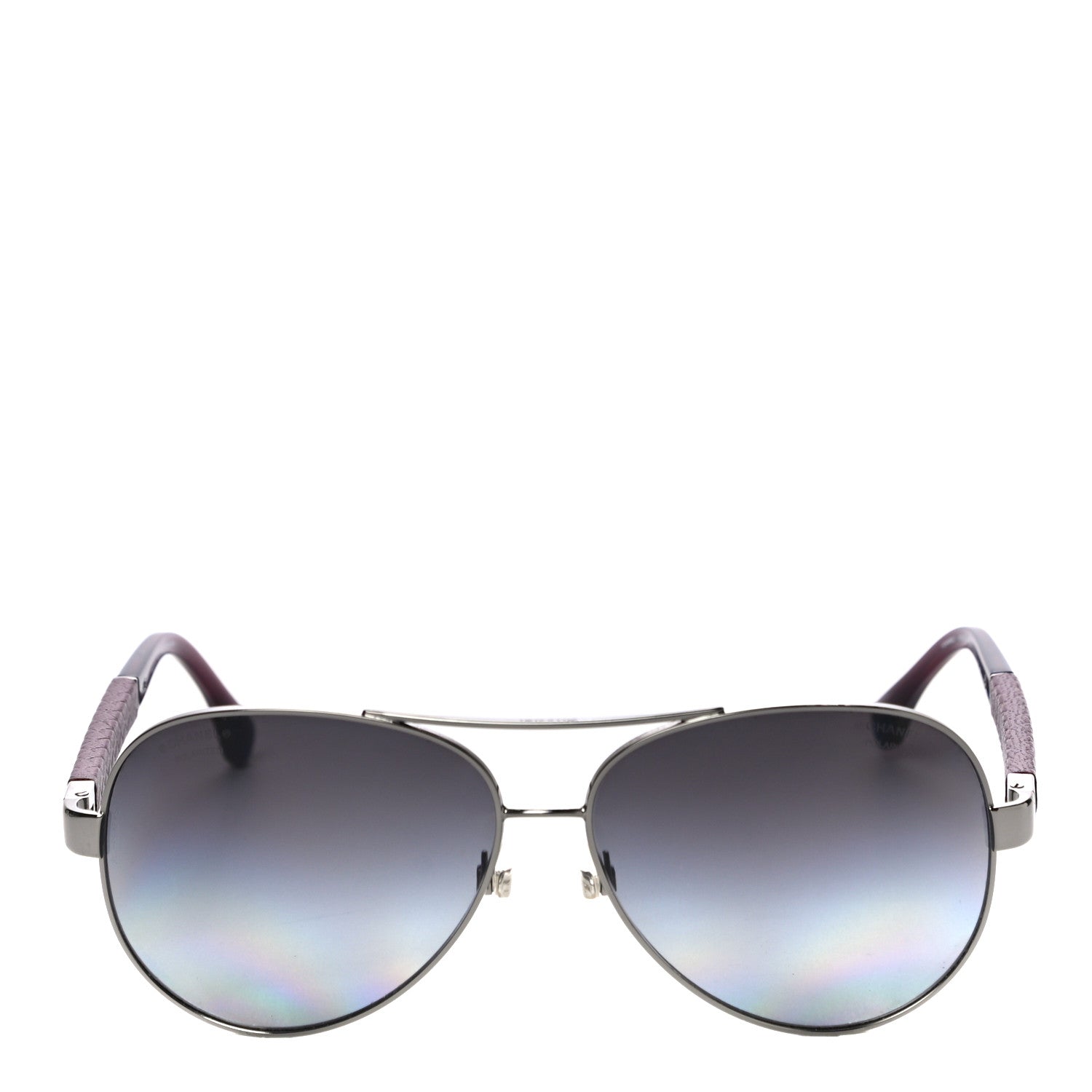 Chanel Lambskin Quilted CC Aviator Sunglasses 4195-Q Burgundy 4 of 7