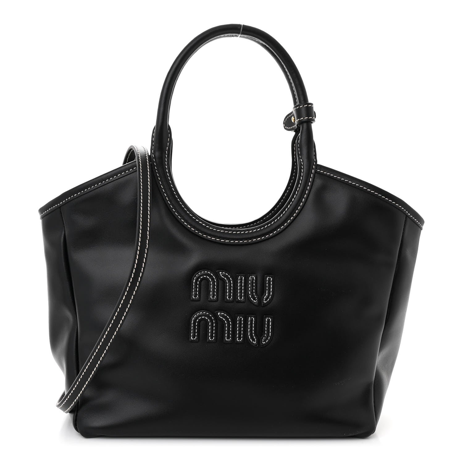 Miu Miu Soft Calf Softy Small Ivy Tote Bag Black 1 of 10
