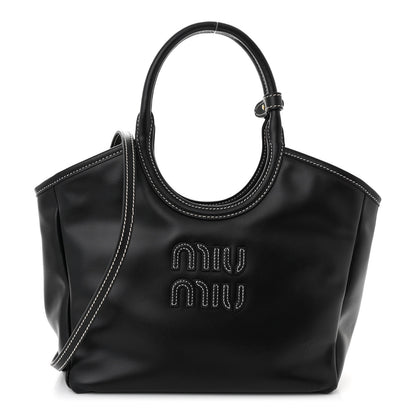 Miu Miu Soft Calf Softy Small Ivy Tote Bag Black 1 of 10