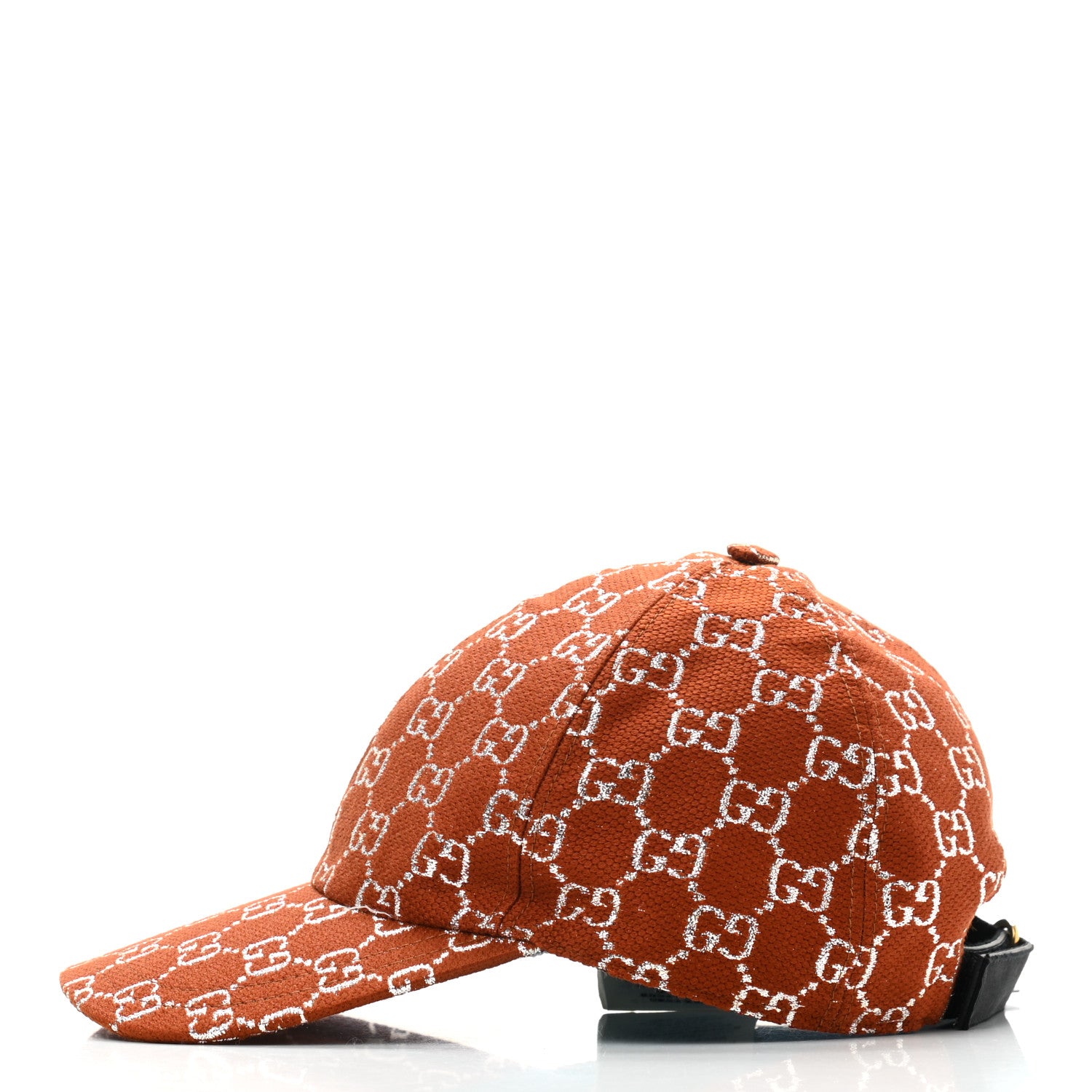 Gucci Canvas Lame GG Monogram Rush Baseball Hat M Burnt Orange Silver 4 of 10