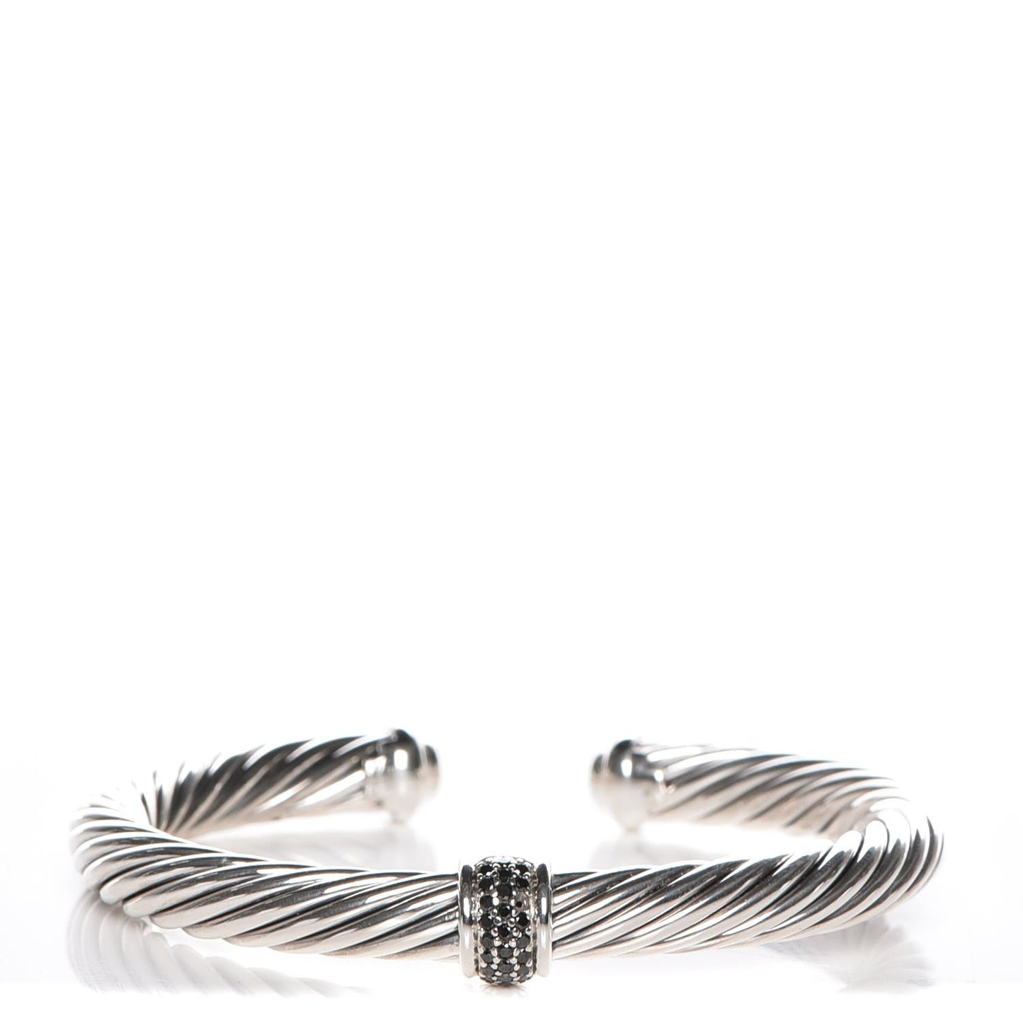Sterling Silver Black Diamond 7mm Cable Classics Station Bracelet