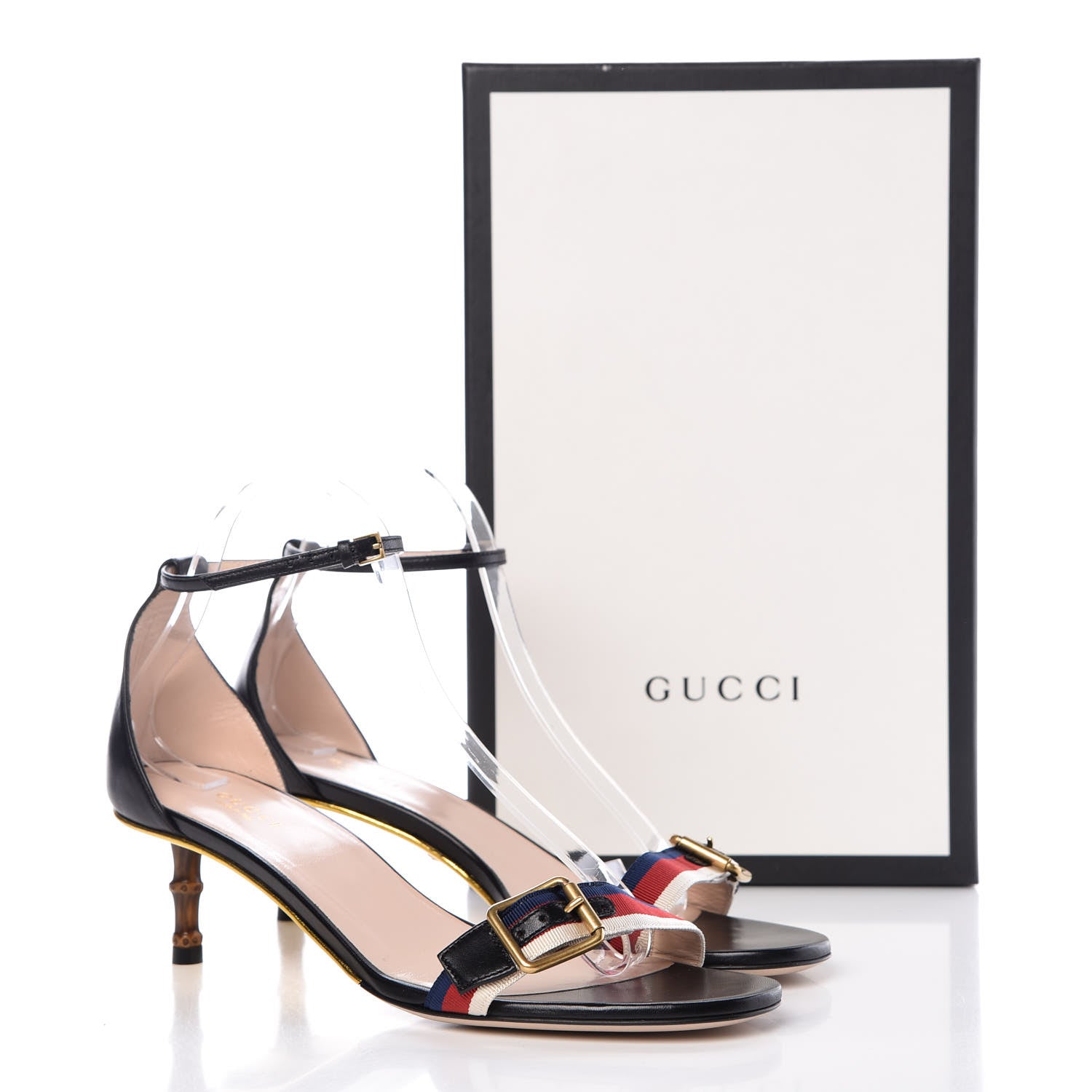 Gucci Malaga Kid Grosgrain Bamboo Low Heel Sandals 39 Black 8 of 8