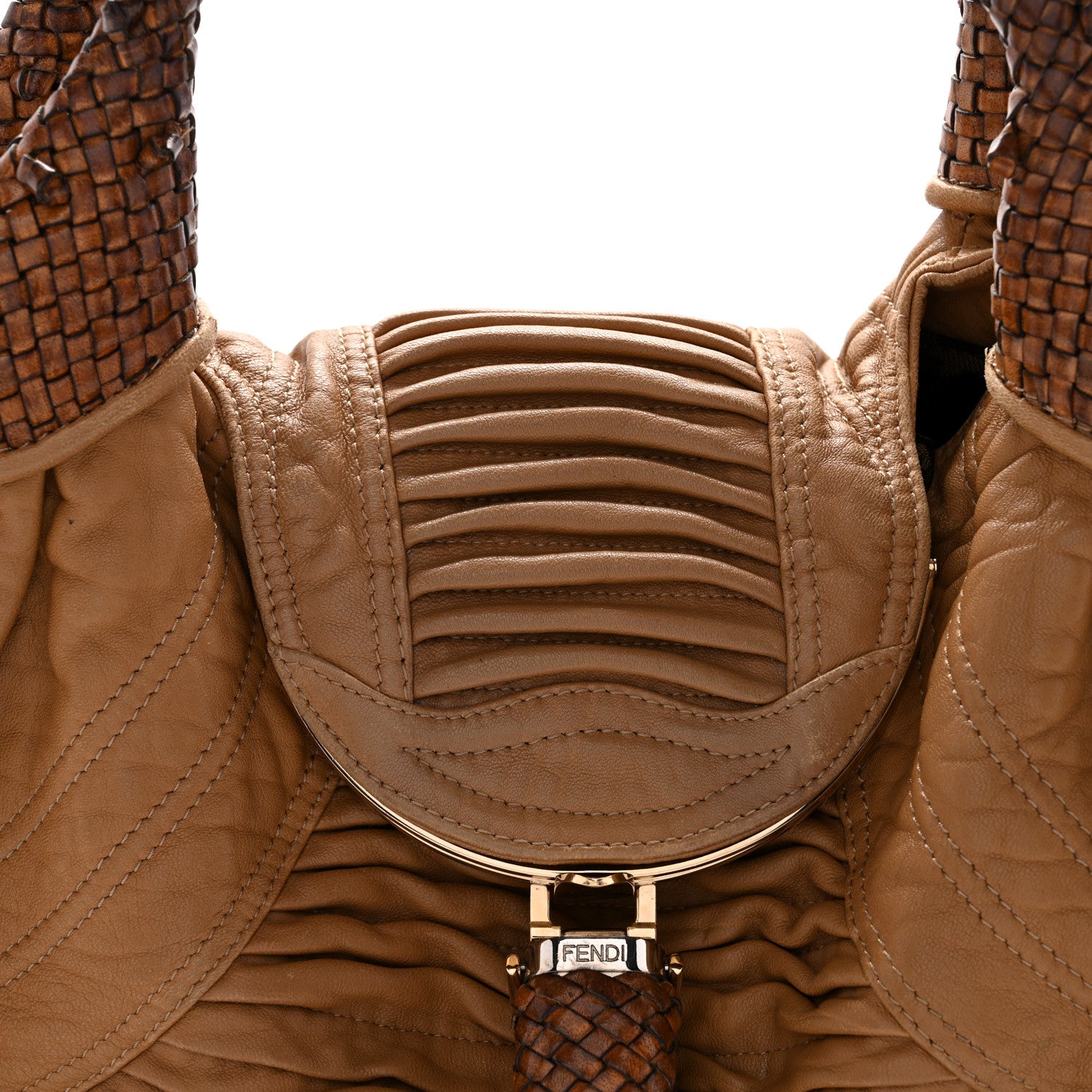 Fendi Nappa Pleated Nuvolata Spy Bone 8 of 14