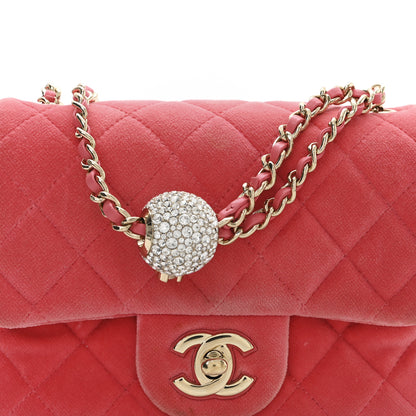 Chanel Velvet Quilted Mini Square Pearl Crush Flap Coral 8 of 11