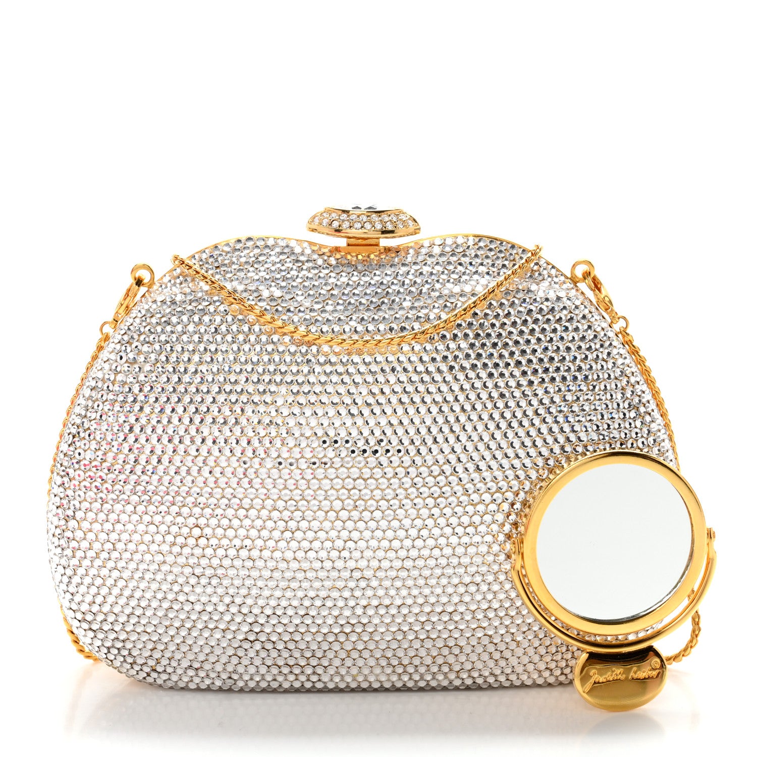 Judith Leiber Swarovski Crystal Minaudiere Clutch Silver 3 of 11