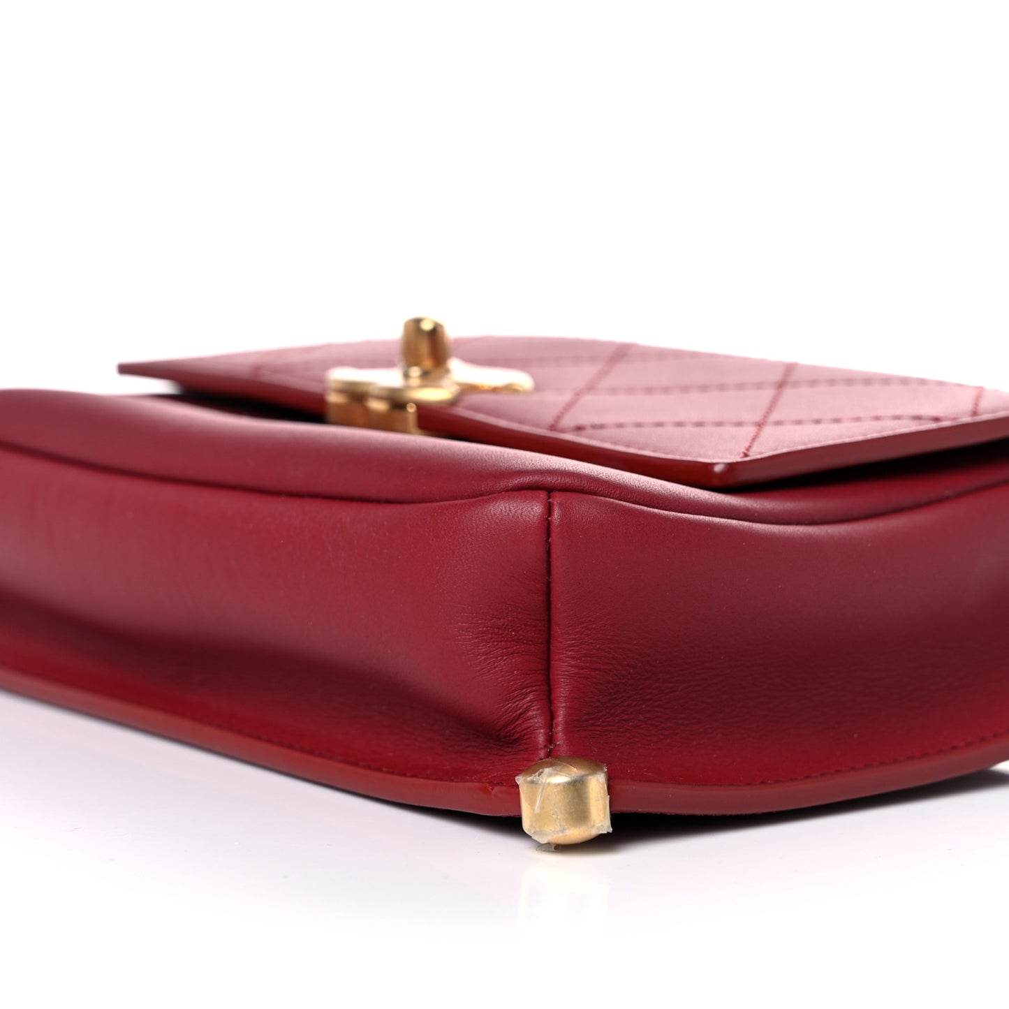 Calfskin Stitched Flap Red