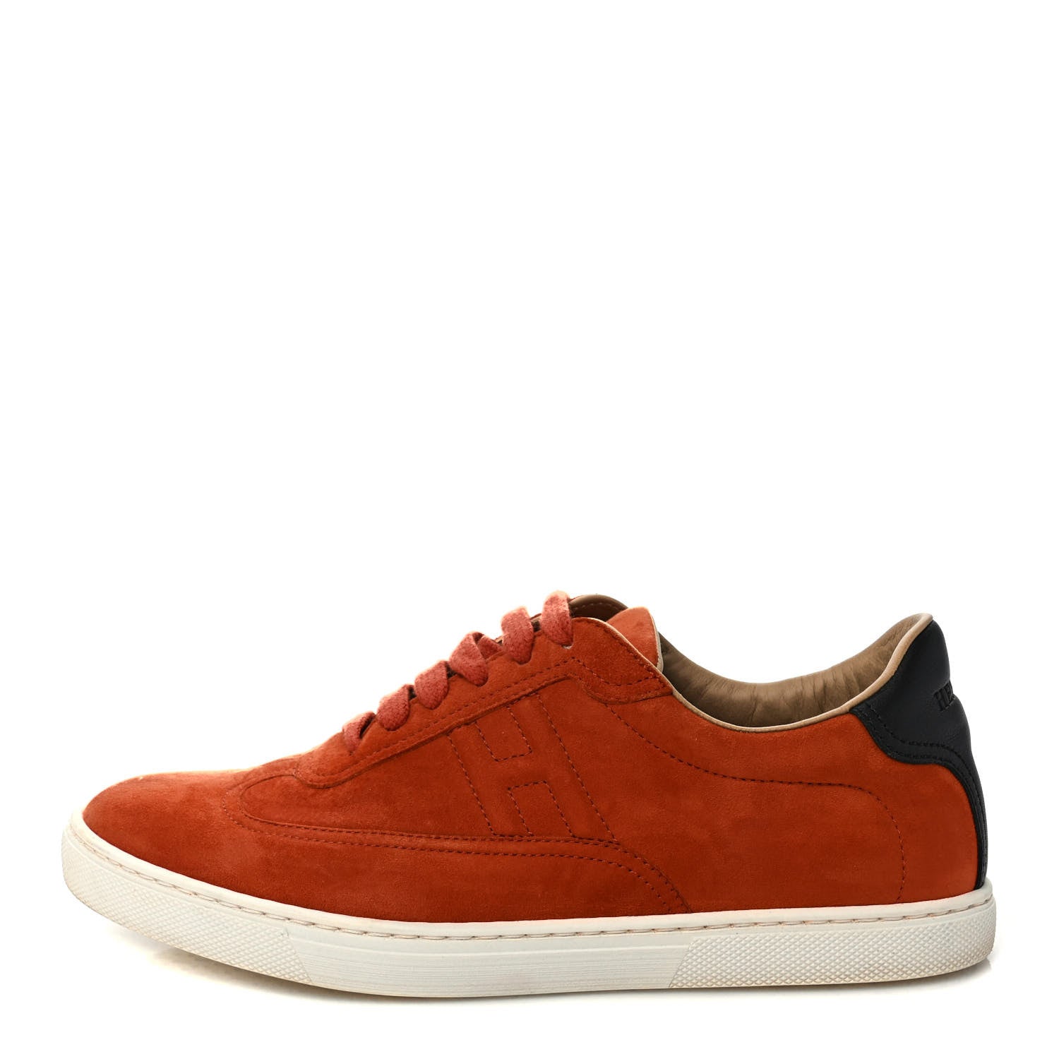 Hermes Chevre Velours Womens Quicker Sneakers 38 Orange Brulee Black 1 of 10