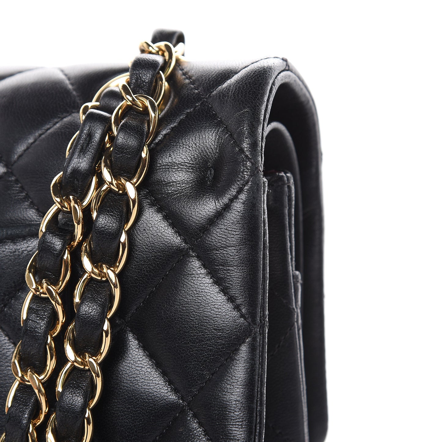Lambskin Quilted Medium Double Flap Black