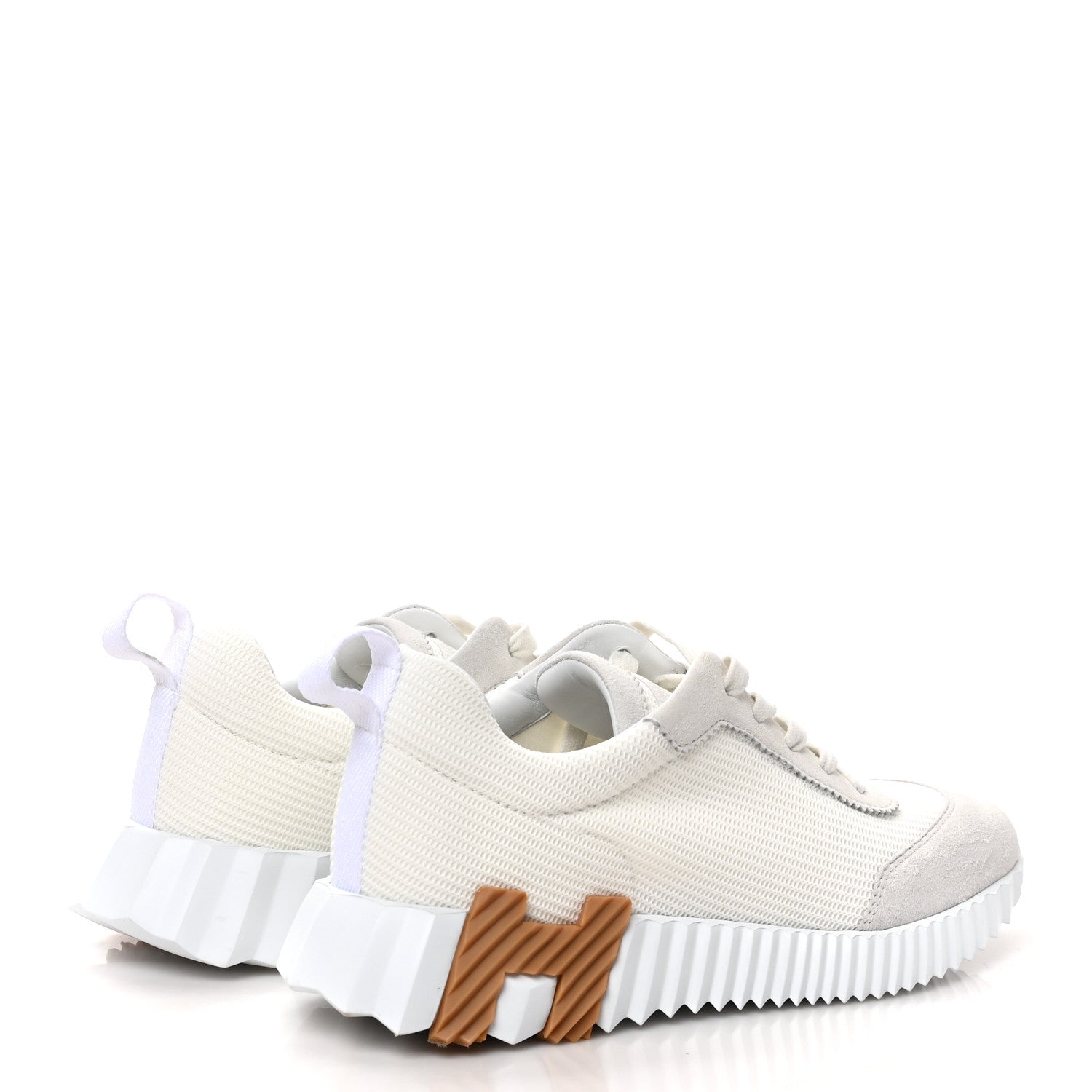 Hermes Technical Canvas Suede Goatskin Womens Bouncing Sneakers 37 White 4 of 8