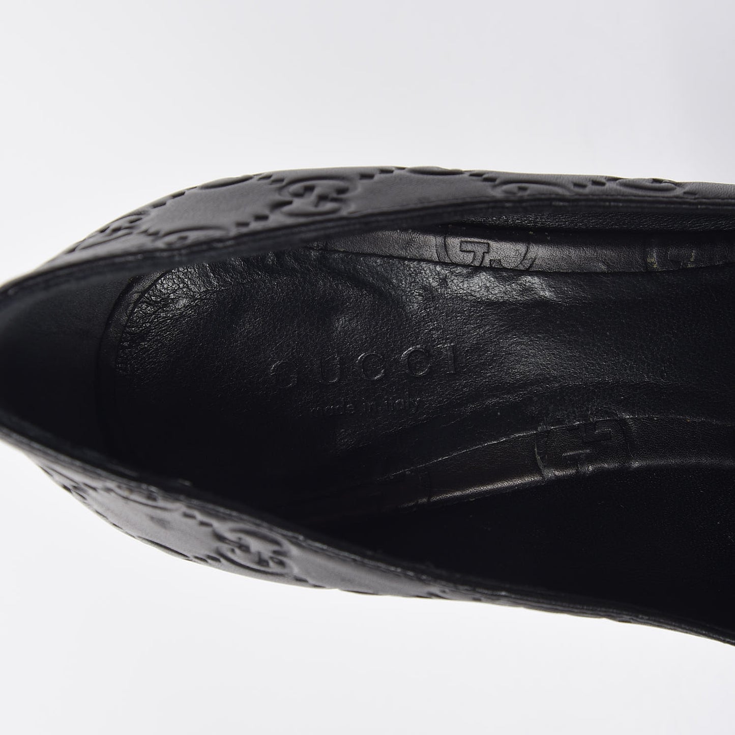 Guccissima GG Peep Toe Heels 36 Black