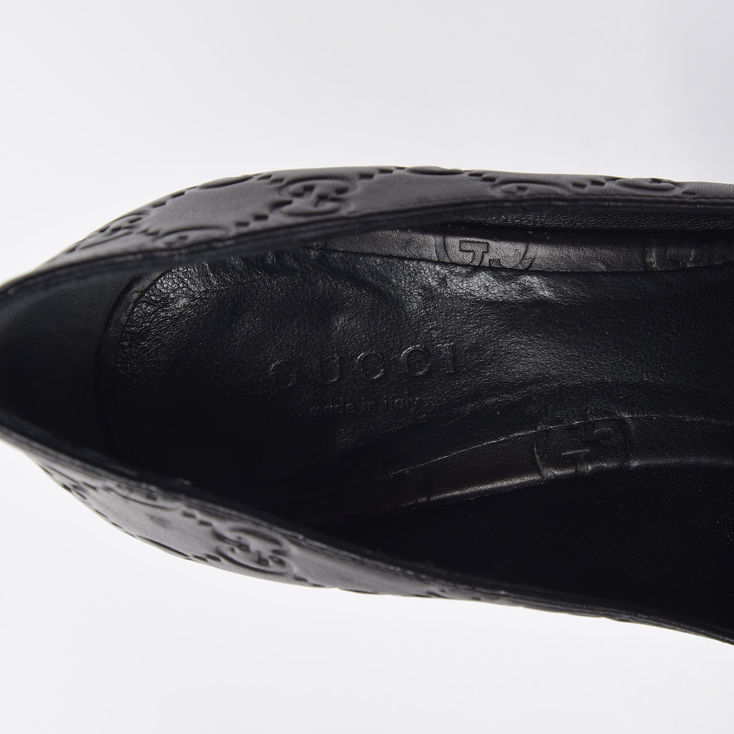 Gucci Guccissima GG Peep Toe Heels 36 Black 7 of 11