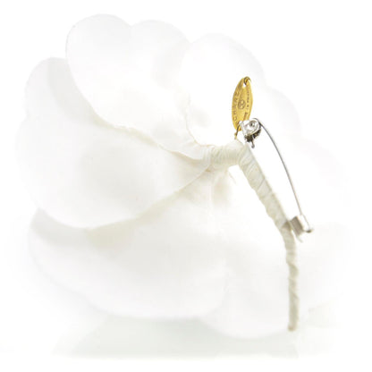 Chanel Satin Camellia Pin Brooch Ivory 3 of 4