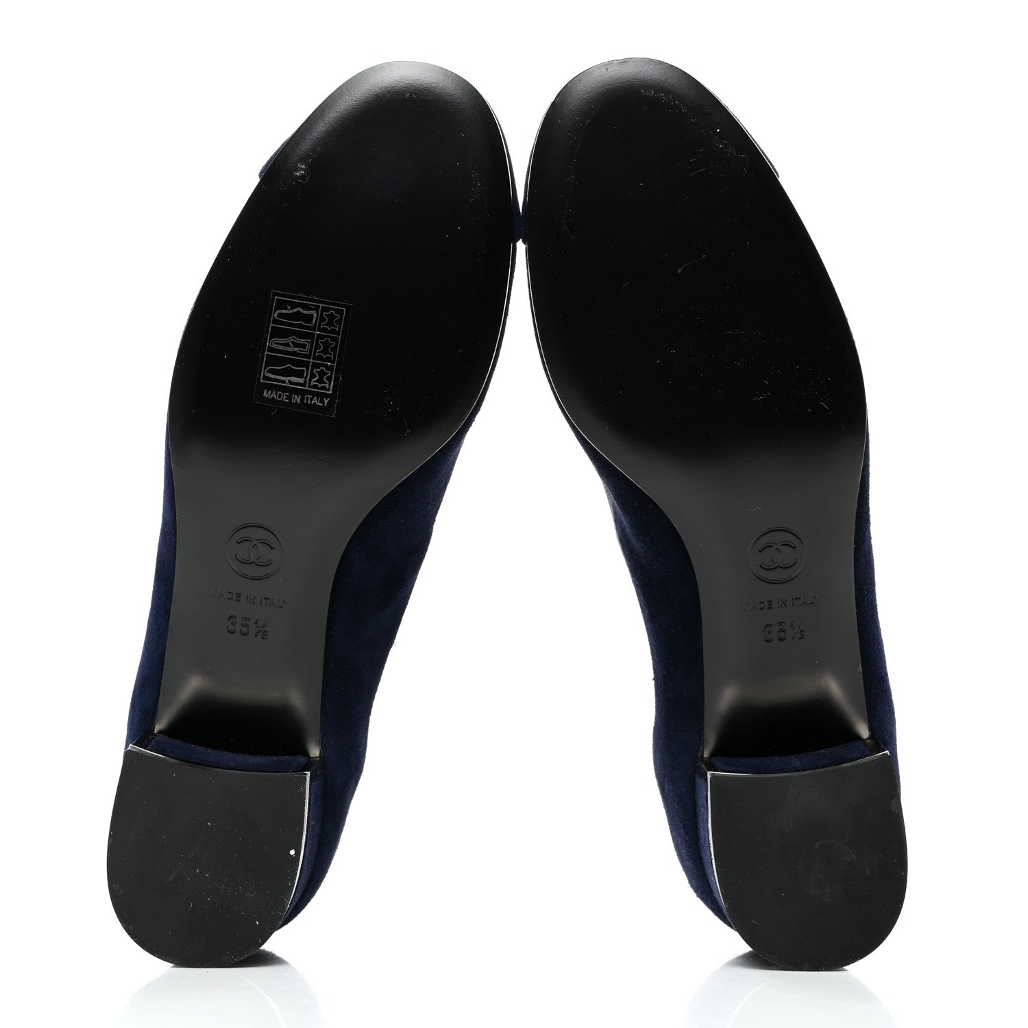 Chanel Suede CC Cap Toe Ankle Boots 35.5 Navy Blue 5 of 8
