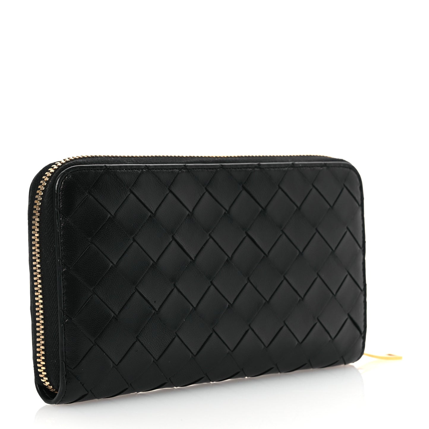 Nappa Intrecciato Zip Around Wallet Black