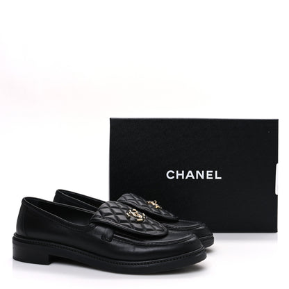 Chanel Lambskin Quilted CC Turnlock Loafers 41 Black 11 of 11