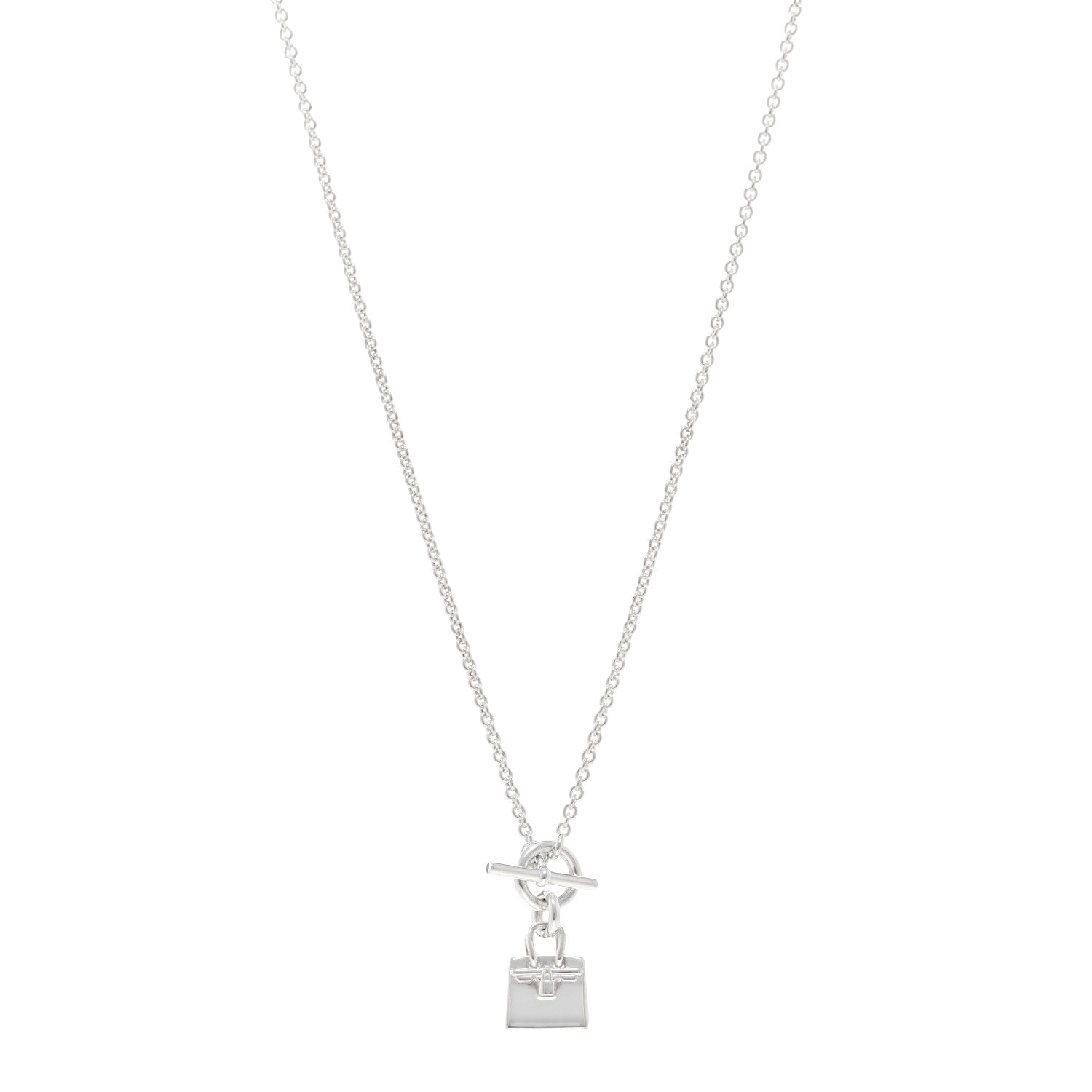 Hermes Sterling Silver Birkin Amulette Pendant Necklace 1 of 5