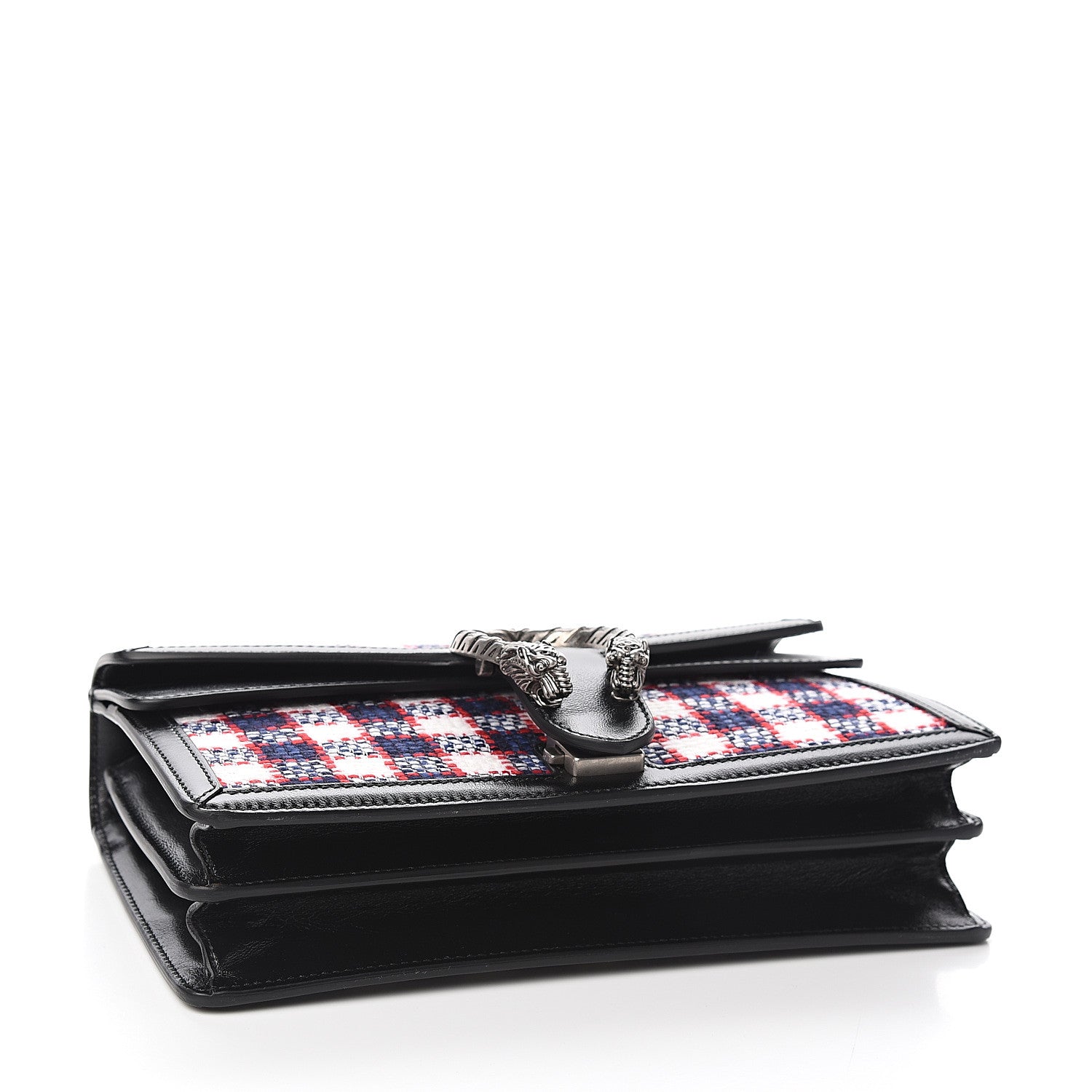 Gucci Vintage Tweed Check Small Dionysus Shoulder Bag White Hibiscus Red Marine 3 of 9
