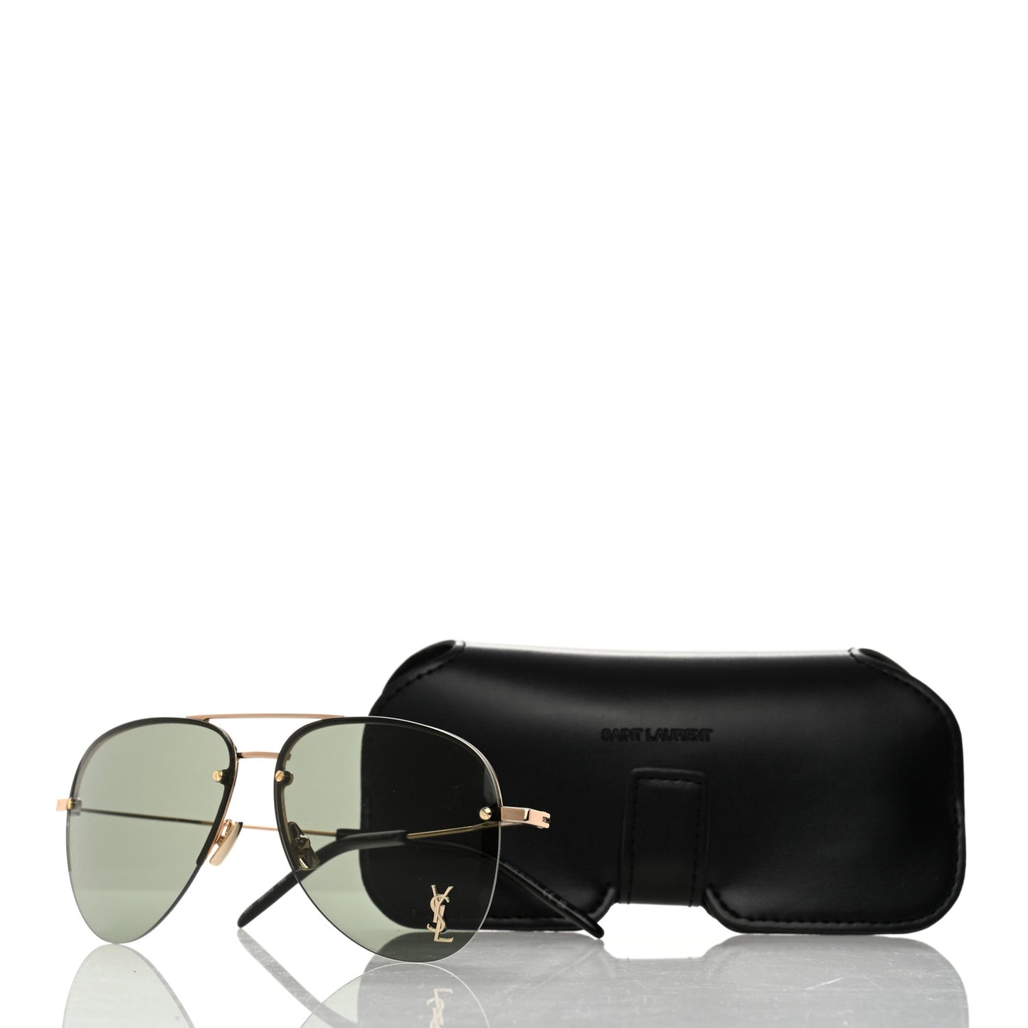 Metal Aviator Classic 11 Monochromatic Sunglasses Gold Green