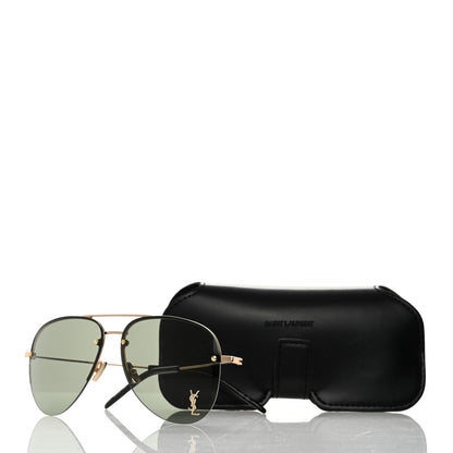 Saint Laurent Metal Aviator Classic 11 Monochromatic Sunglasses Gold Green 10 of 10