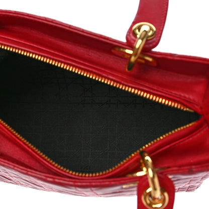 Christian Dior Lambskin Cannage Medium Lady Dior Red 5 of 10