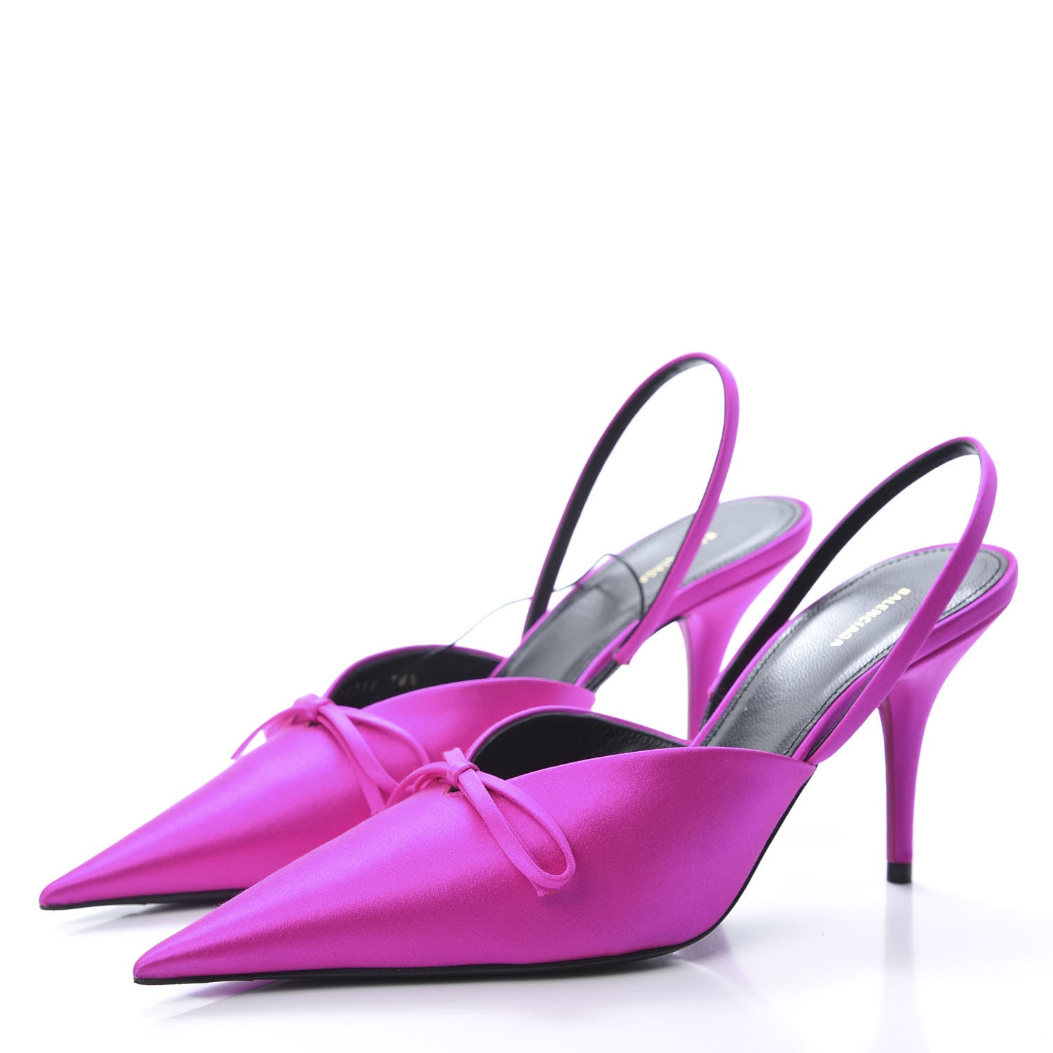 Balenciaga Satin Pointed Toe Knife Slingback Mules 38.5 Rose Fuchsia 3 of 8
