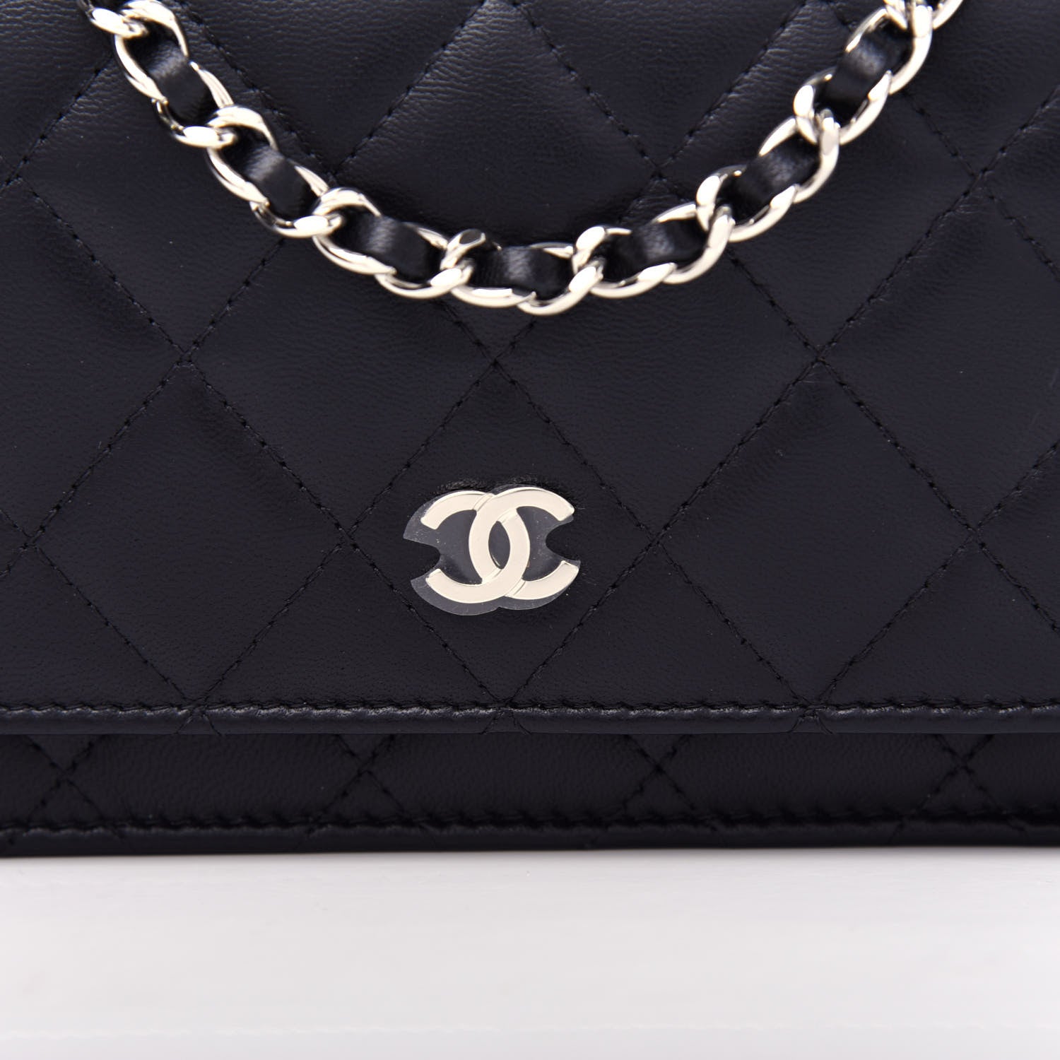 Chanel Lambskin Quilted Mini Wallet On Chain WOC Black 11 of 12