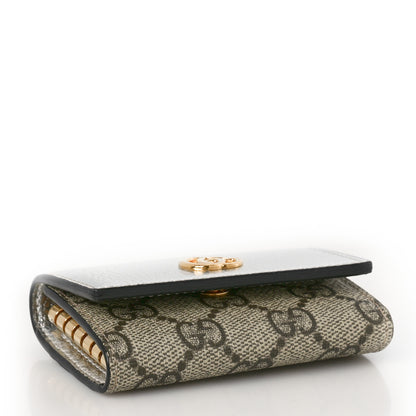 Gucci Metallic Calfskin GG Supreme Monogram GG Marmont 6 Key Holder Case Silver Beige Ebony 4 of 9