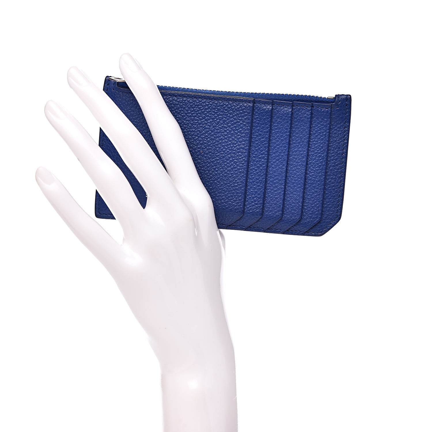 Saint Laurent Grained Calfskin 5 Fragments Zip Pouch Card Holder Blue 2 of 7